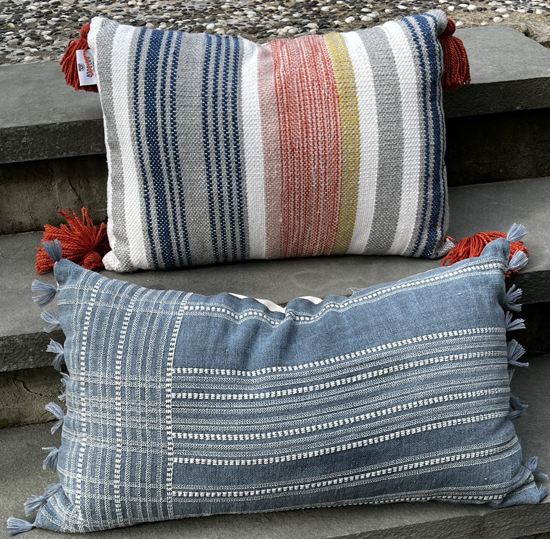 set of two colorful throw/decorative pillows