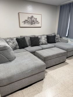 Family couch sectional plus ottoman