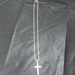 Silver Chain W/ Diamond Cross