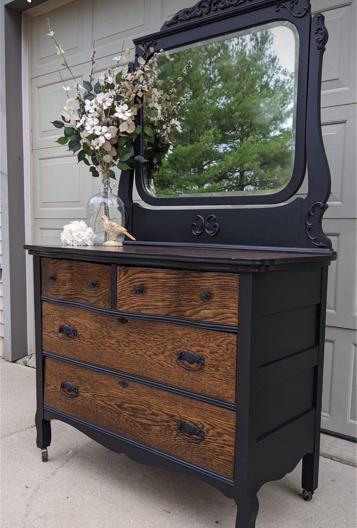 Refinished dresser With Mirror