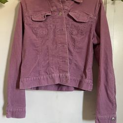 Lands’End Women Pink Denim Jacket Size Medium 10-12 Button Up