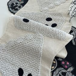 Cotton Linen Crochet Ghost Table Runner