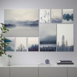 Scandinavian Style Wall Art – Calming Nature Collection ( Set  Of 9)