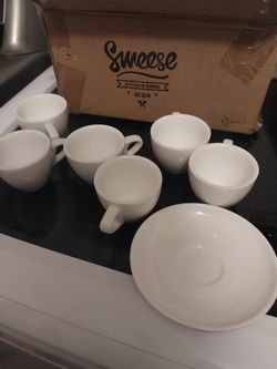 Expresso / Tea Cup Set With Saucers - 6 Cups 6 Saucers