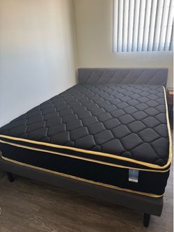 Queen Bed Frame and Hybrid Mattress