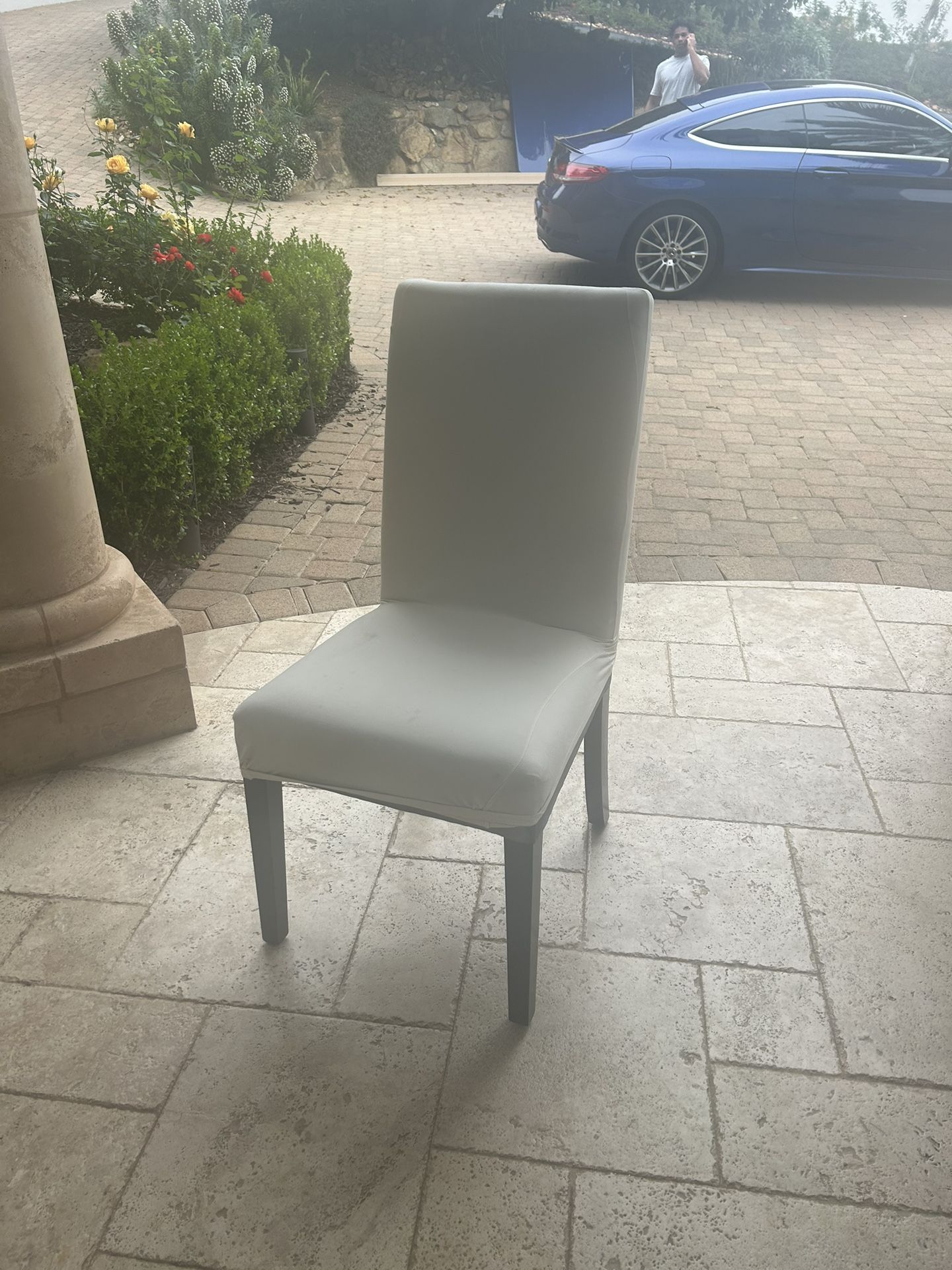 Six Beige Dining Chairs Slip Cover 100.00