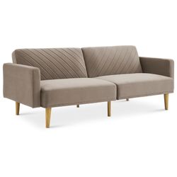 Chloe Futon Sofa Bed, Mocha Brown Premium Velvet