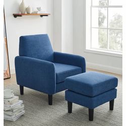 Berrilee Armchair & Ottoman Set — Blue — Open Box, Never Sat On