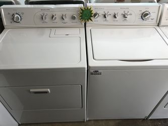 A white set of kitchen Aide washer and dryer