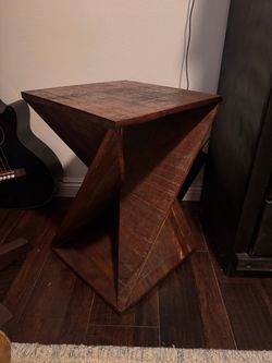 Geometric Twisted Wood Side Table