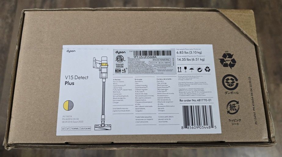 Dyson V15 Detect Plus Cordless Vacuum, Illumination Reveals dust, 240AW, 3 Power Modes, Up to 60 Minutes,² Deep Cleans Hard Floors and Carpets