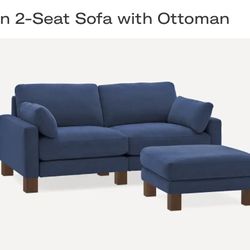 Burrow Navy Loveseat + Ottoman