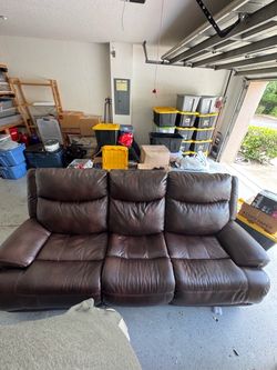 Leather Sofa with Electric Recliners, Electric Headrests and USB Outlets