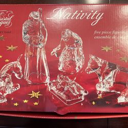 Vintage Cristal D'Arques France 24% Lead Crystal 5 pc Nativity Figurine Box Set