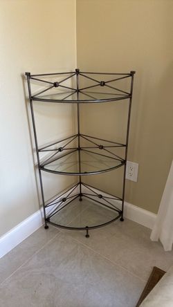 3-Tier Metal and Glass Corner Shelf