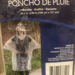 Rain Poncho NEW Hooded Reusable Womens Or Unisex