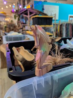 Hand-Carved Wooden Horse Head Figurine