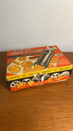 vintage Nutbrown Cookie & Biscuit Maker from the 1950s or 1960s, made in England.