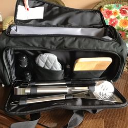 NEW~AUDI Urban Waterproof 46 Can Cooler and 8 piece Stainless Steel BBQ Grill Kit Set~Shoulder Strap