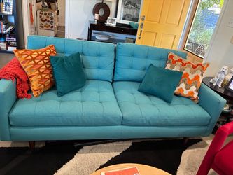 Turquoise mid century sofa