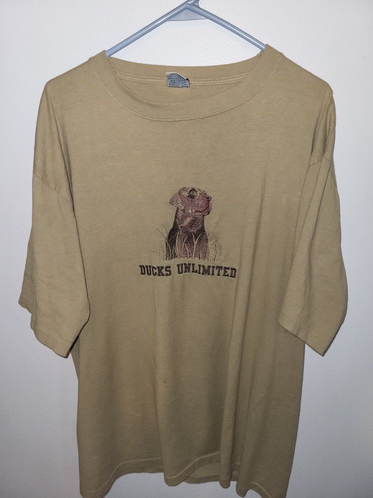 Vintage 90's Ducks Unlimited Lab Graphic Tan T-Shirt
