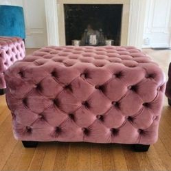  Velvet Mauve Tufted Ottoman 
