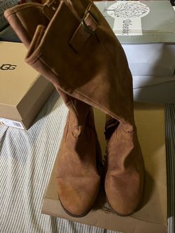 Tall Suede Boots with Buckle Detail