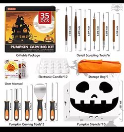 35 Pcs Halloween Pumpkin Carving Kit 11 Pcs Professional Stainless Steel Pumpkin