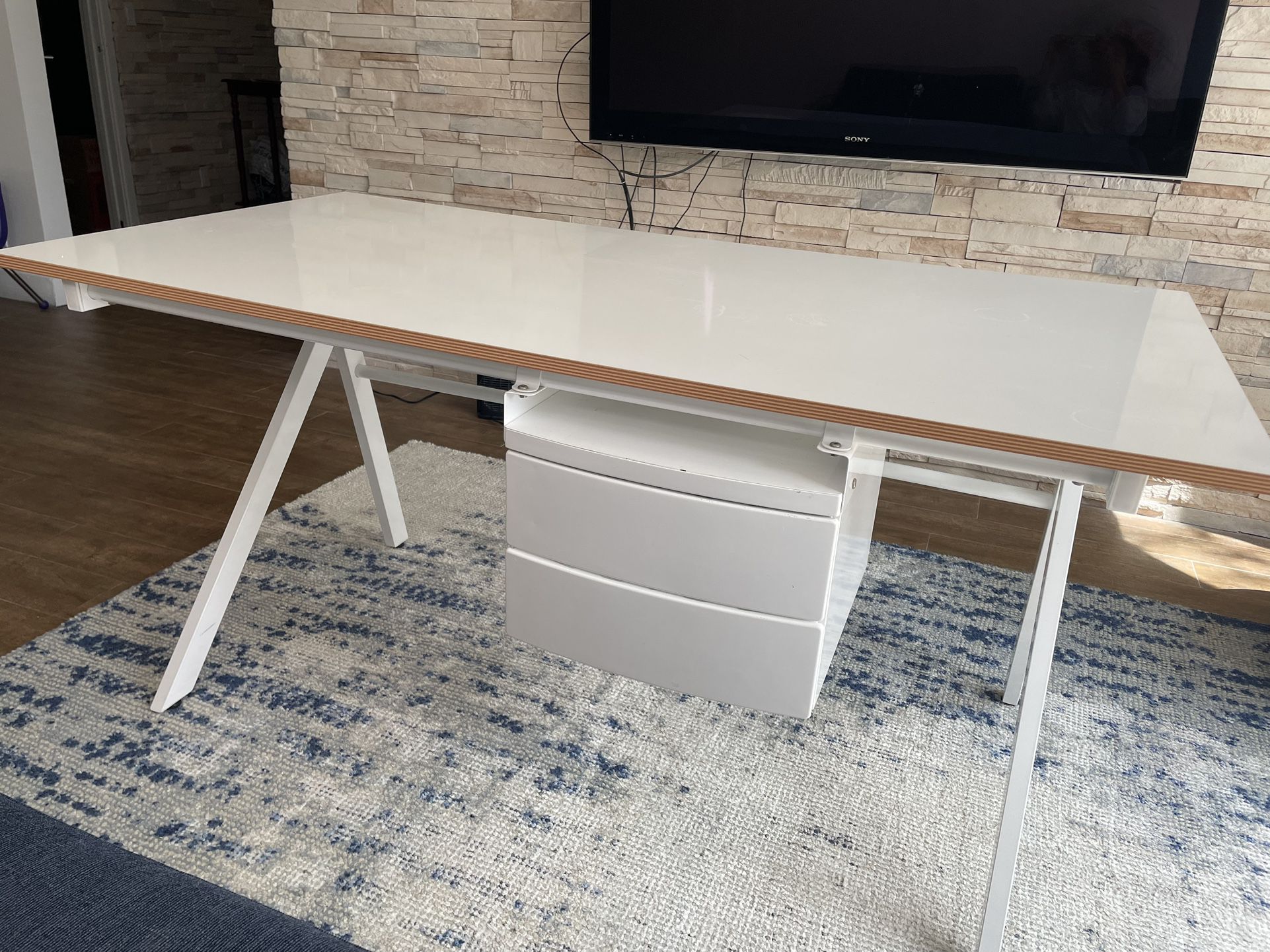 CB2 White Modern Desk