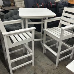 Tall Adirondack Bar Chairs and Table 3 Pieces Set,