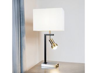 Ely Grace Matte Black/Brushed Steel Table Lamp