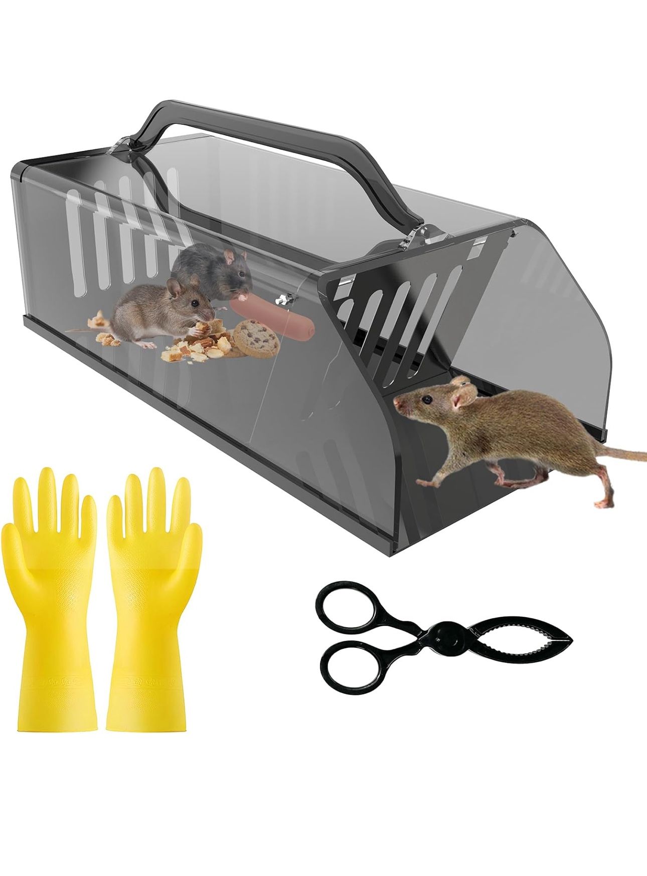 New-Humane Rat Trap, Live Animal Trap Outdoor & Indoor Use, Reusable Automatic Continuous Mouse Cage Rodent Trap for Mice, Rats, Chipmunks, Voles, Eas