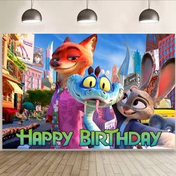 Zootopia Birthday Background Backdrop Banner