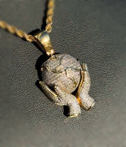 Jewelry 10k Solid Yellow Gold Natural Diamond 0.80CTW World In Your Hands Globe Map Pendant charm