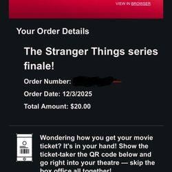 Stranger Things Finale Ticket Riverside