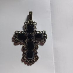 Large Cross Pendent Silver Toned. Marking Premier Designs