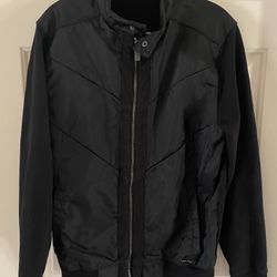 Calvin klein full zip biker Black jacket- windbreaker-cotton sleeve Small/medium 
