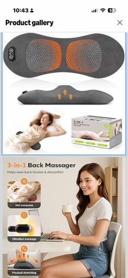 Rechargeable Cordless Lower Back Massager with Heat & Vibration - 3-in-1 Dynamic Lumbar Traction Device for Spine Decompression, Comfort & Muscle Tens