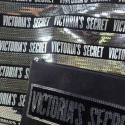 New Victoria's Secret Tote Bag 2 Piece Large Shopper -  Colors Black Silver Sequence