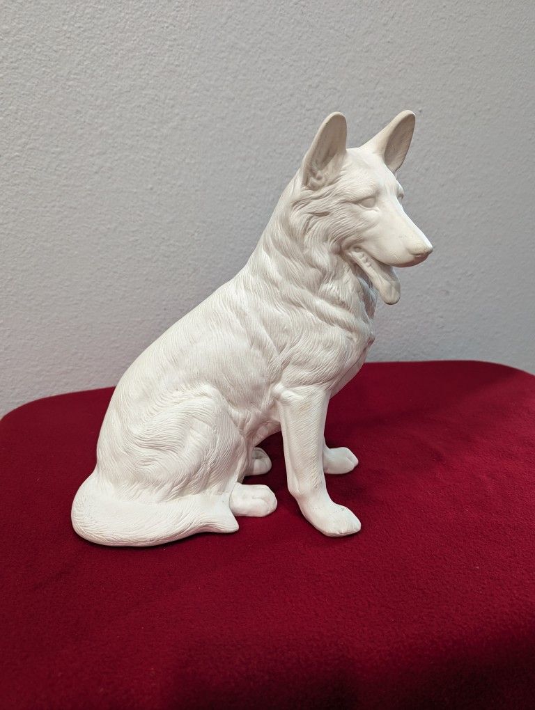 Ceramic Bisque U-Paint Sitting German Shepherd Figurine/ Statue