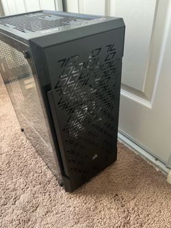 Corsair PC case with 3 Corsair RGB fans and Corsair liquid cooler
