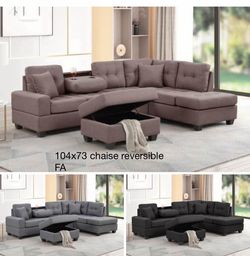 $485 sectional couch with storage ottoman
