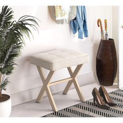 Vanity stool, linen square makeup stool with metal legs in X ✳️18 Inches High✳️