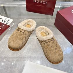 
Fall/Winter New Arrival Women's Calfskin Horsebit Wool Slippers