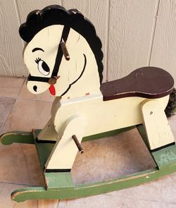 Vintage Painted Wooden Rocking Horse