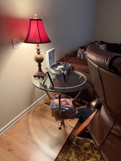 Iron and Glass Round Side Table