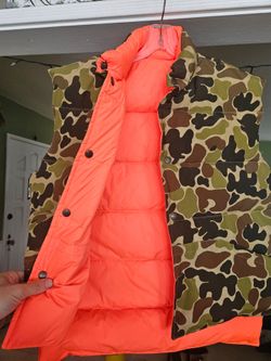 Vintage Cabelas hunting vest - 1980 goose down high viz/camouflage vest