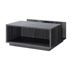 36" Square Shade Coffee Table W/ Open Storage and Pull Out Drawer - Distressed Gray