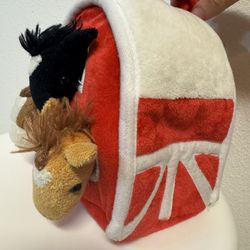 3 Horse Barn Plush Finger puppet Imagination Play Farm Animals Stuffed Toy Country
