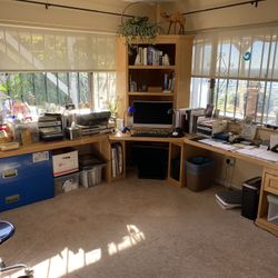 Home Office Desk And Shelf - Solid Oak